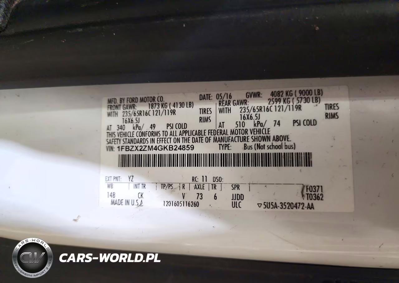 2016 Ford Transit T-350 VIN:1FBZX2ZM4GKB24859 - 13