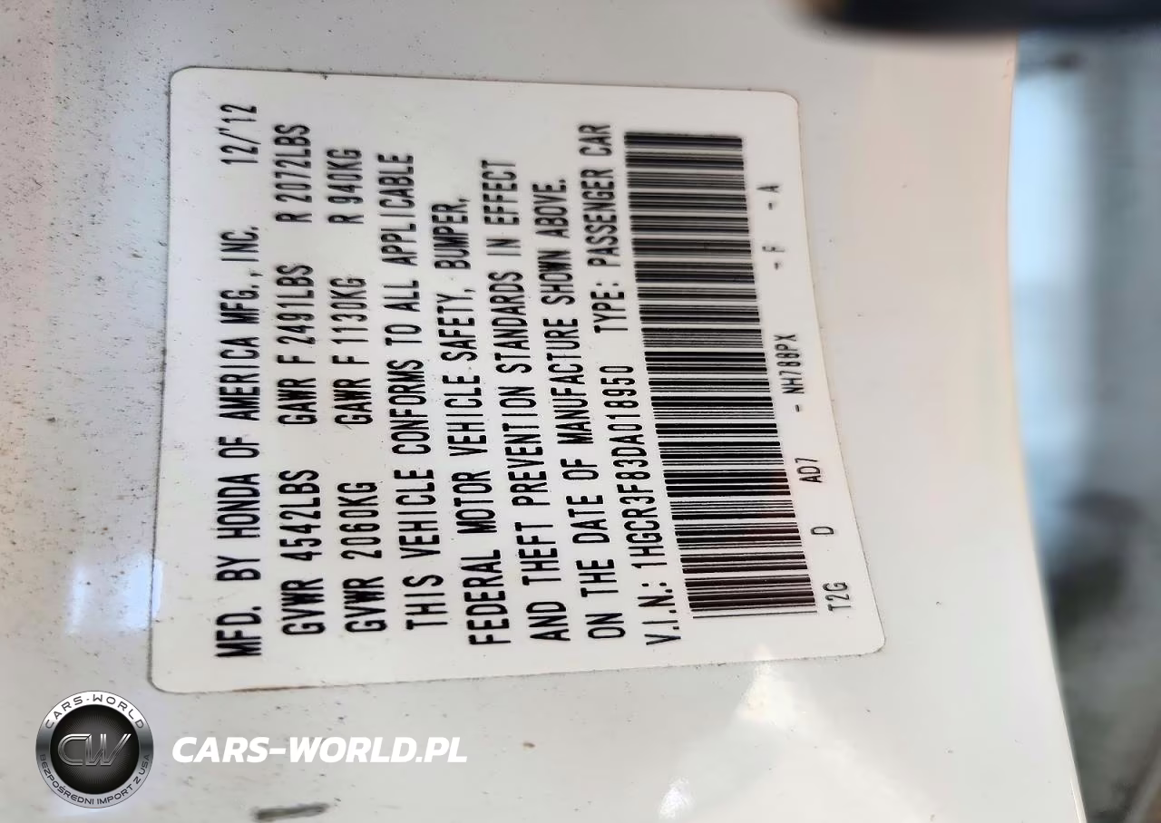 2013 Honda Accord Exl VIN:1HGCR3F83DA018950 - 13