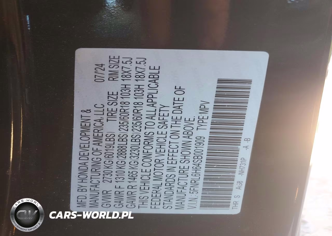 2025 Honda Odyssey Exl VIN:5FNRL6H64SB001909 - 14