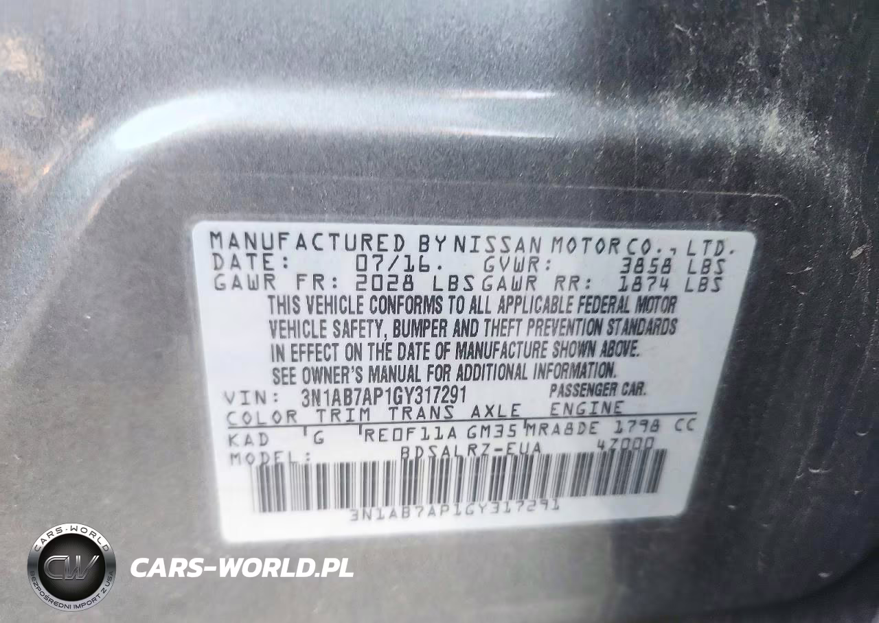 2016 Nissan Sentra Sr VIN:3N1AB7AP1GY317291 - 12