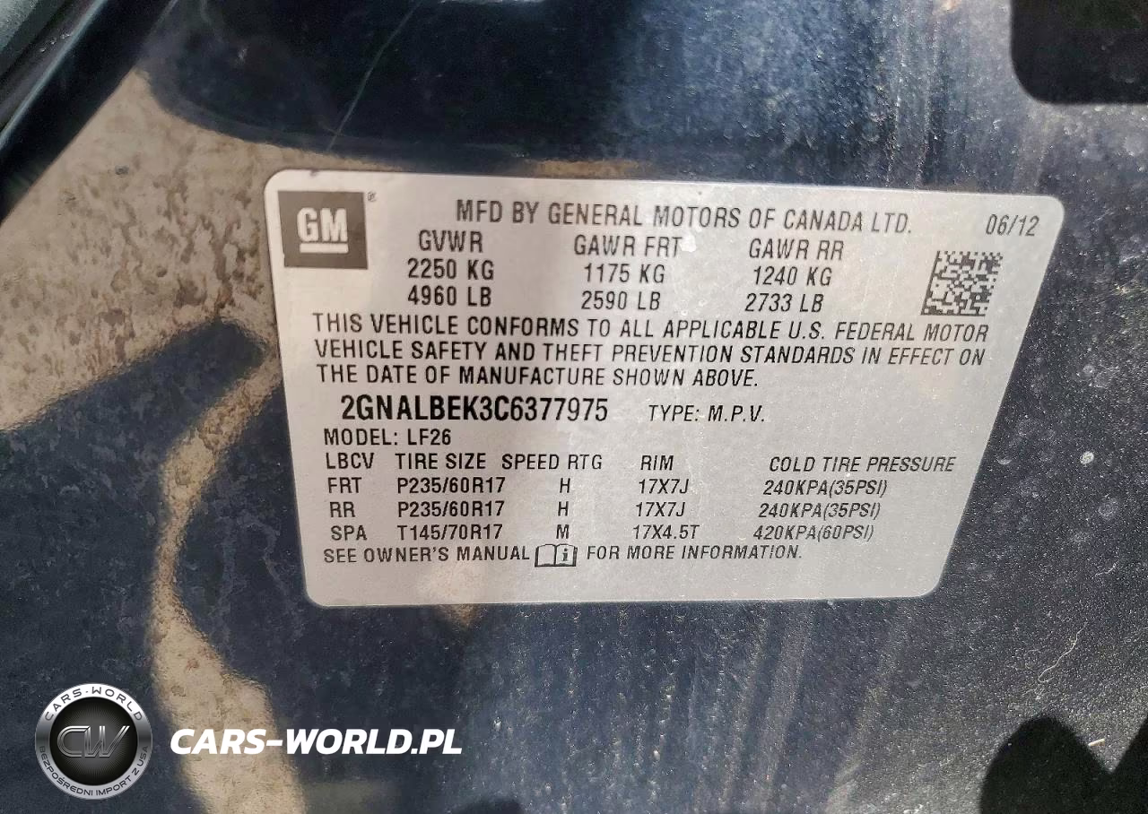 2012 Chevrolet Equinox Ls VIN:2GNALBEK3C6377975 - 13