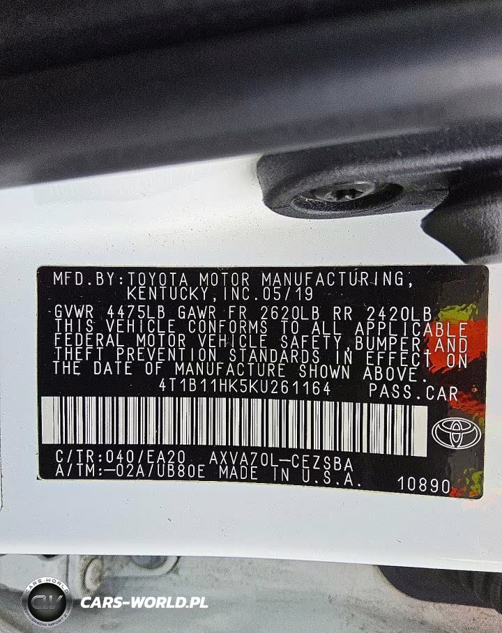2019 Toyota Camry L VIN:4T1B11HK5KU261164 - 12