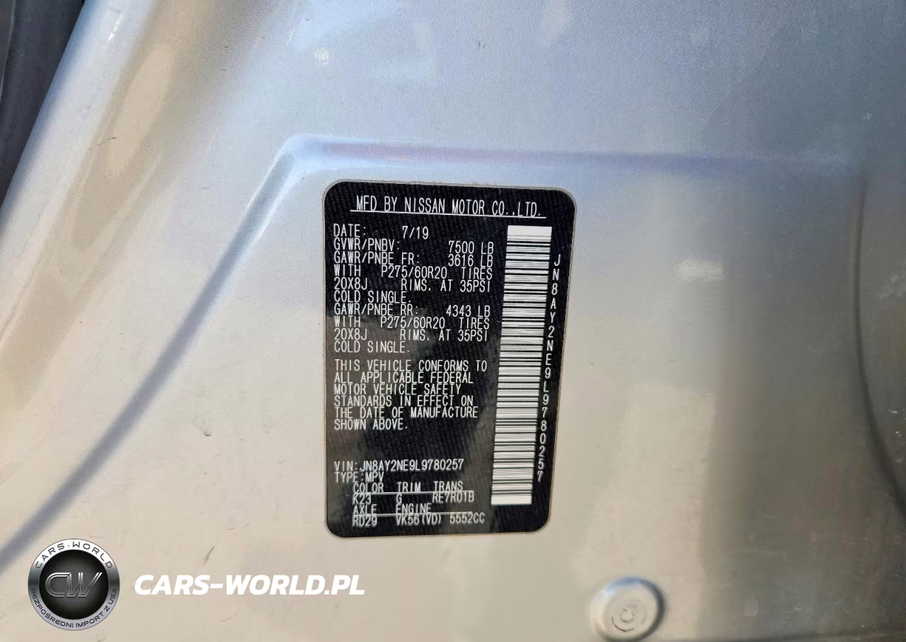 2020 Nissan Armada Platinum VIN:JN8AY2NE9L9780257 - 13