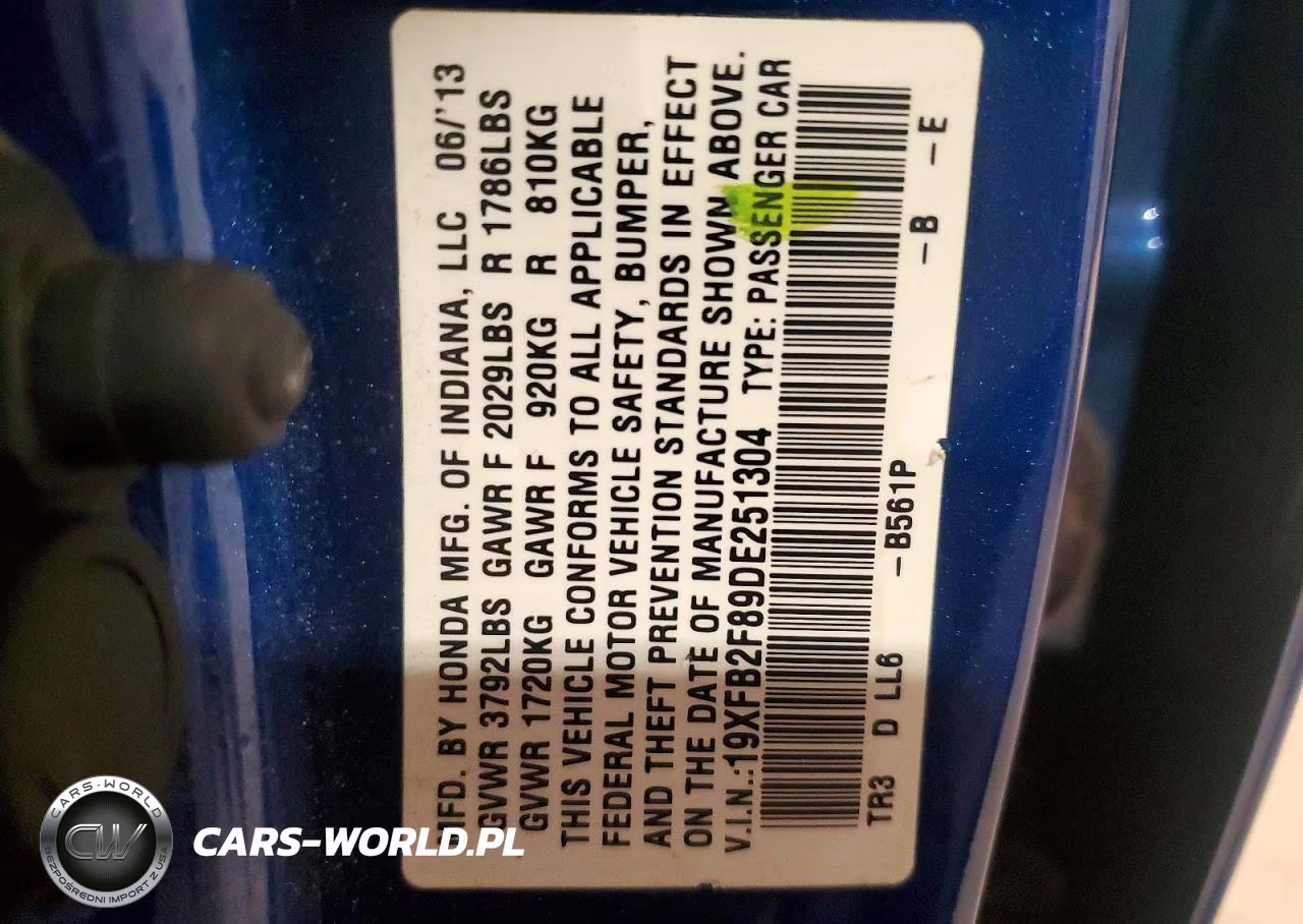 2013 Honda Civic Ex VIN:19XFB2F89DE251304 - 12