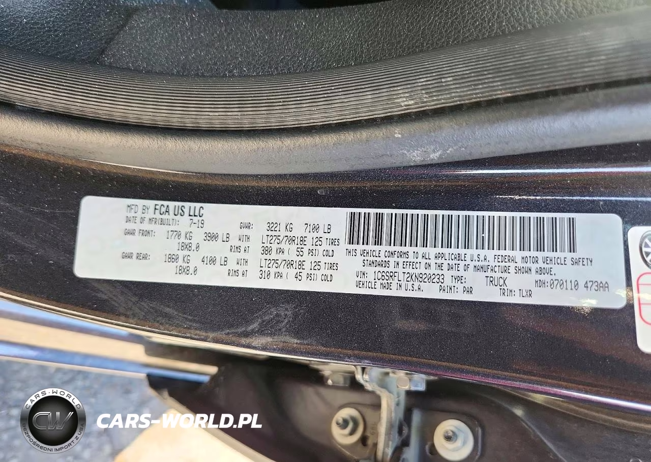 2019 Ram 1500 Rebel VIN:1C6SRFLT2KN920233 - 12