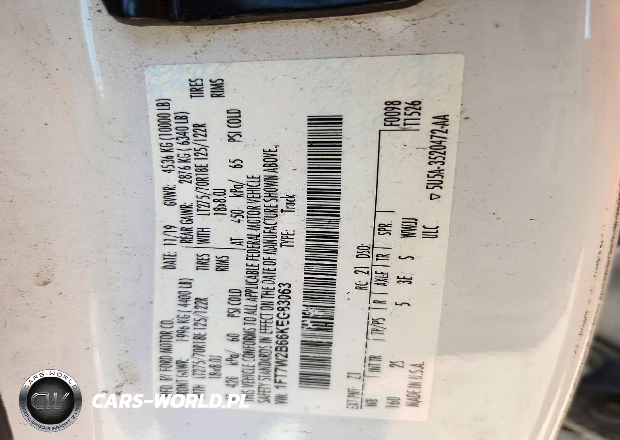 2019 Ford F250 Super Duty VIN:1FT7W2B66KEG83063 - 12