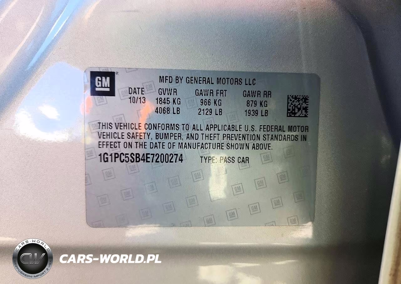 2014 Chevrolet Cruze Lt VIN:1G1PC5SB4E7200274 - 13