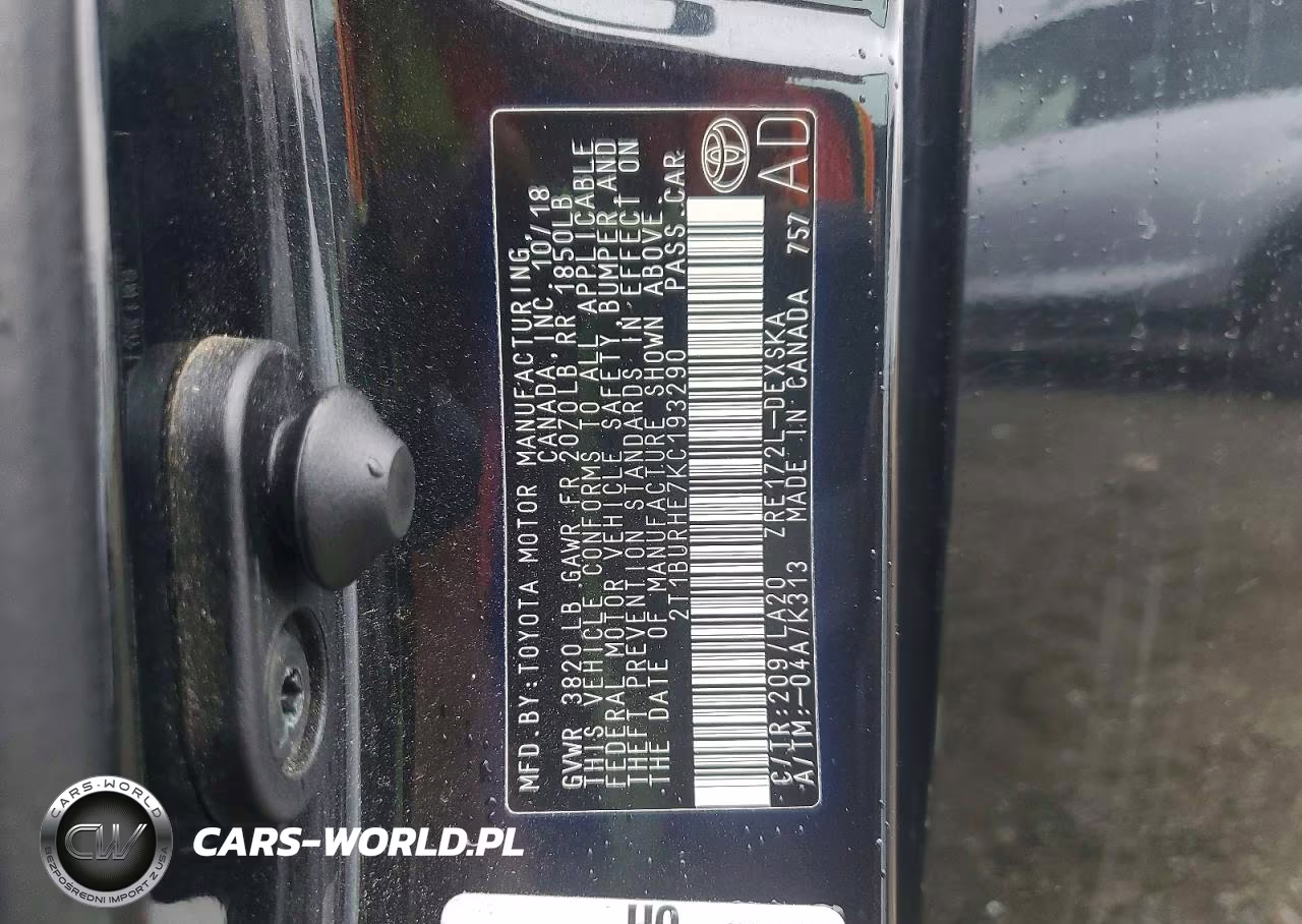 2019 Toyota Corolla Xse VIN:2T1BURHE7KC193290 - 12
