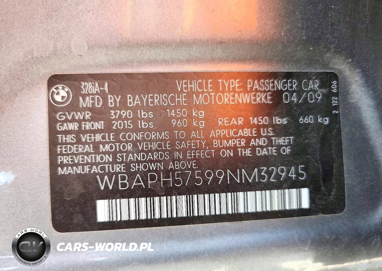 2009 BMW 328 I Sulev VIN:WBAPH57599NM32945 - 13