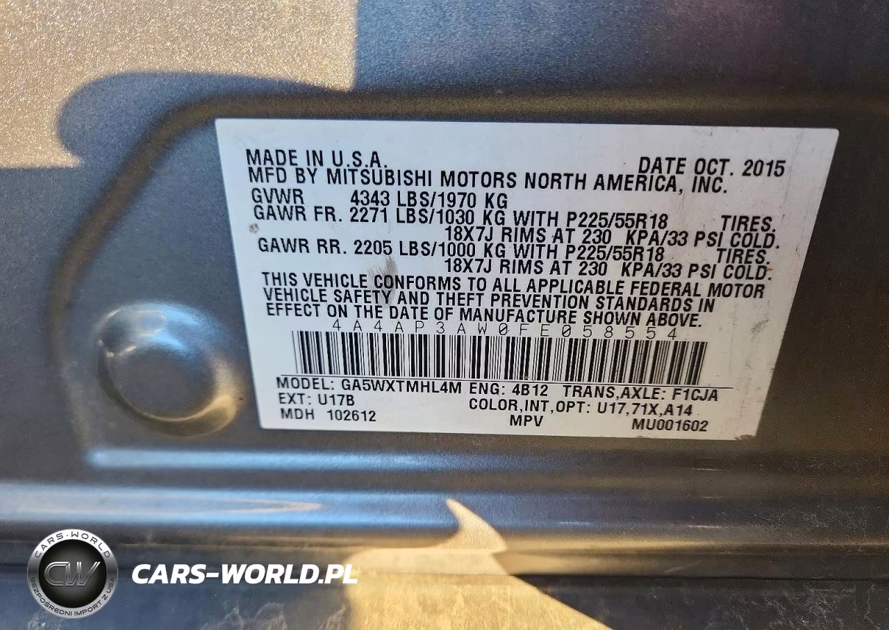 2015 Mitsubishi Outlander Sport Es VIN:4A4AP3AW0FE058554 - 12