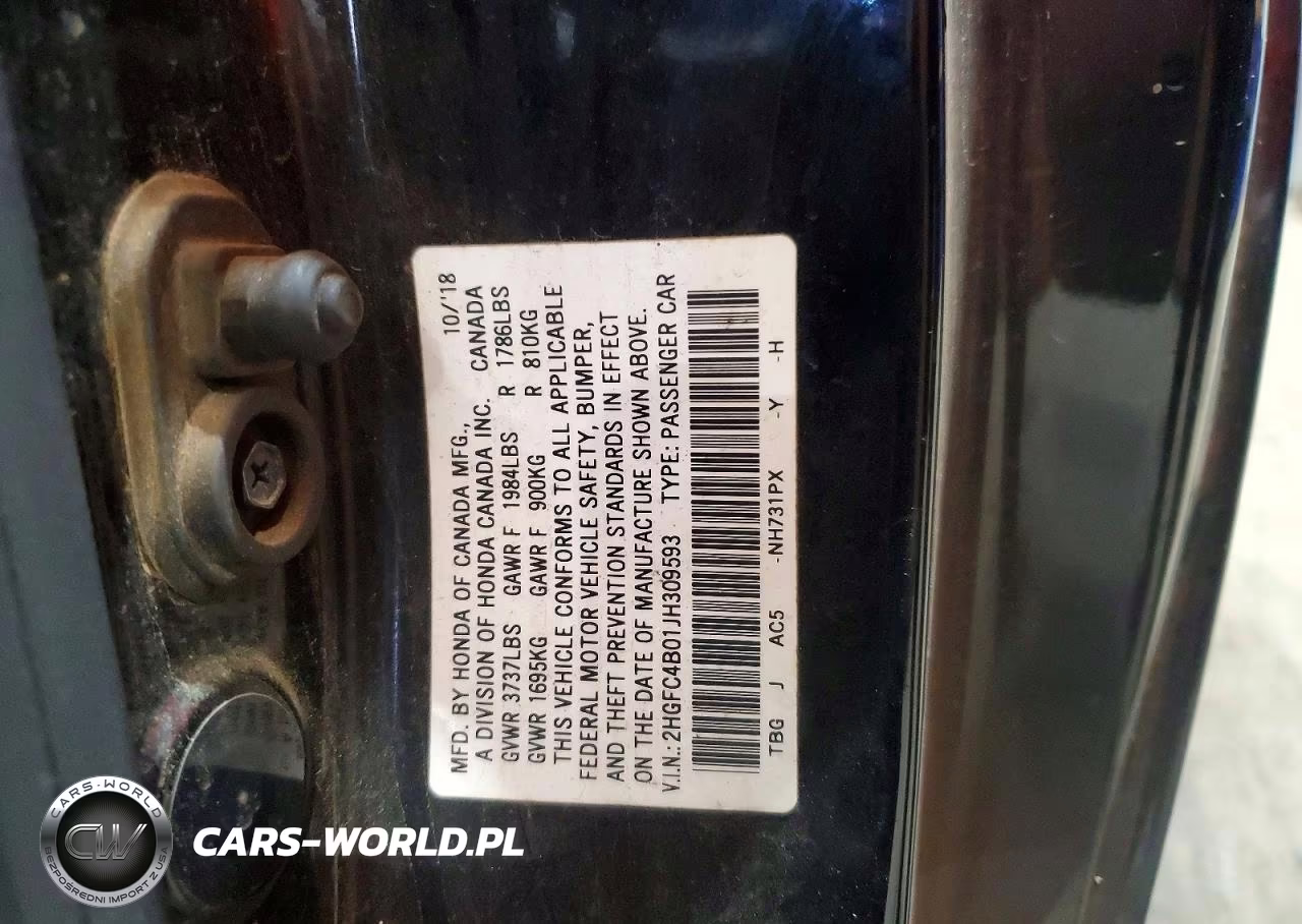 2018 Honda Civic Lx VIN:2HGFC4B01JH309593 - 13