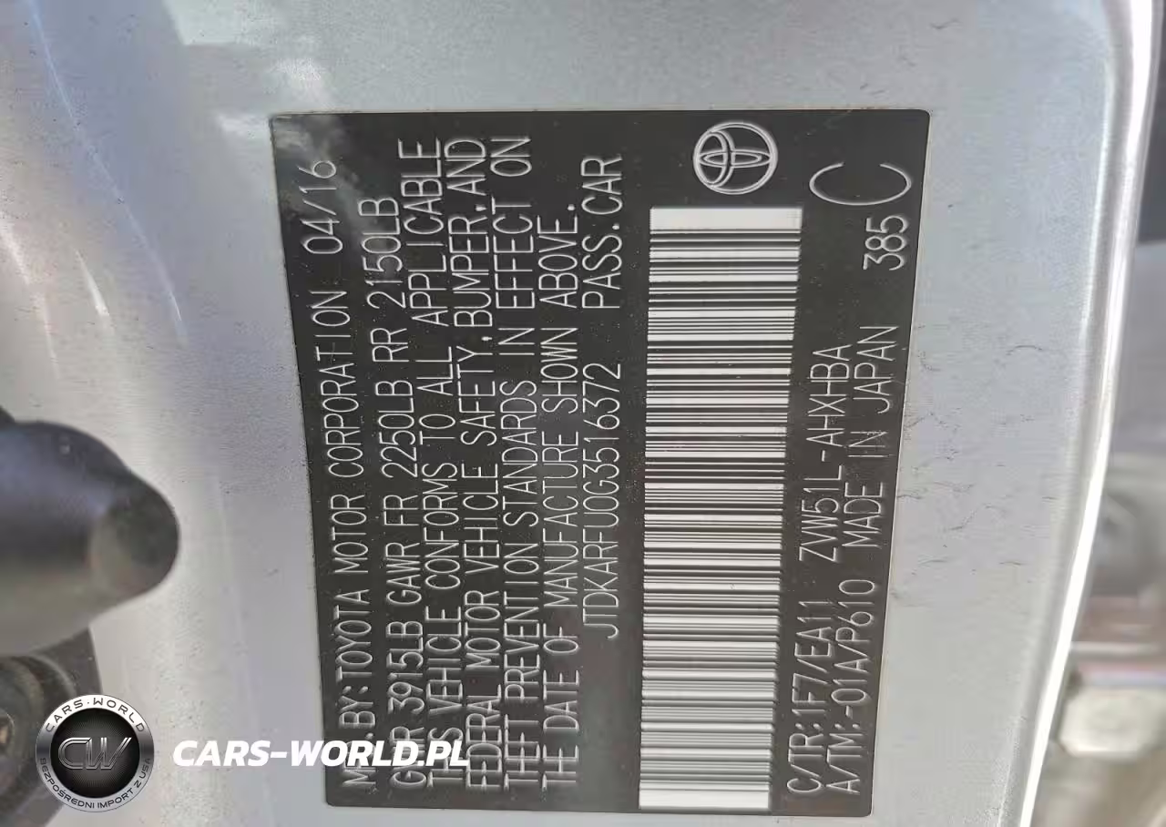 2016 Toyota Prius VIN:JTDKARFU0G3516372 - 12