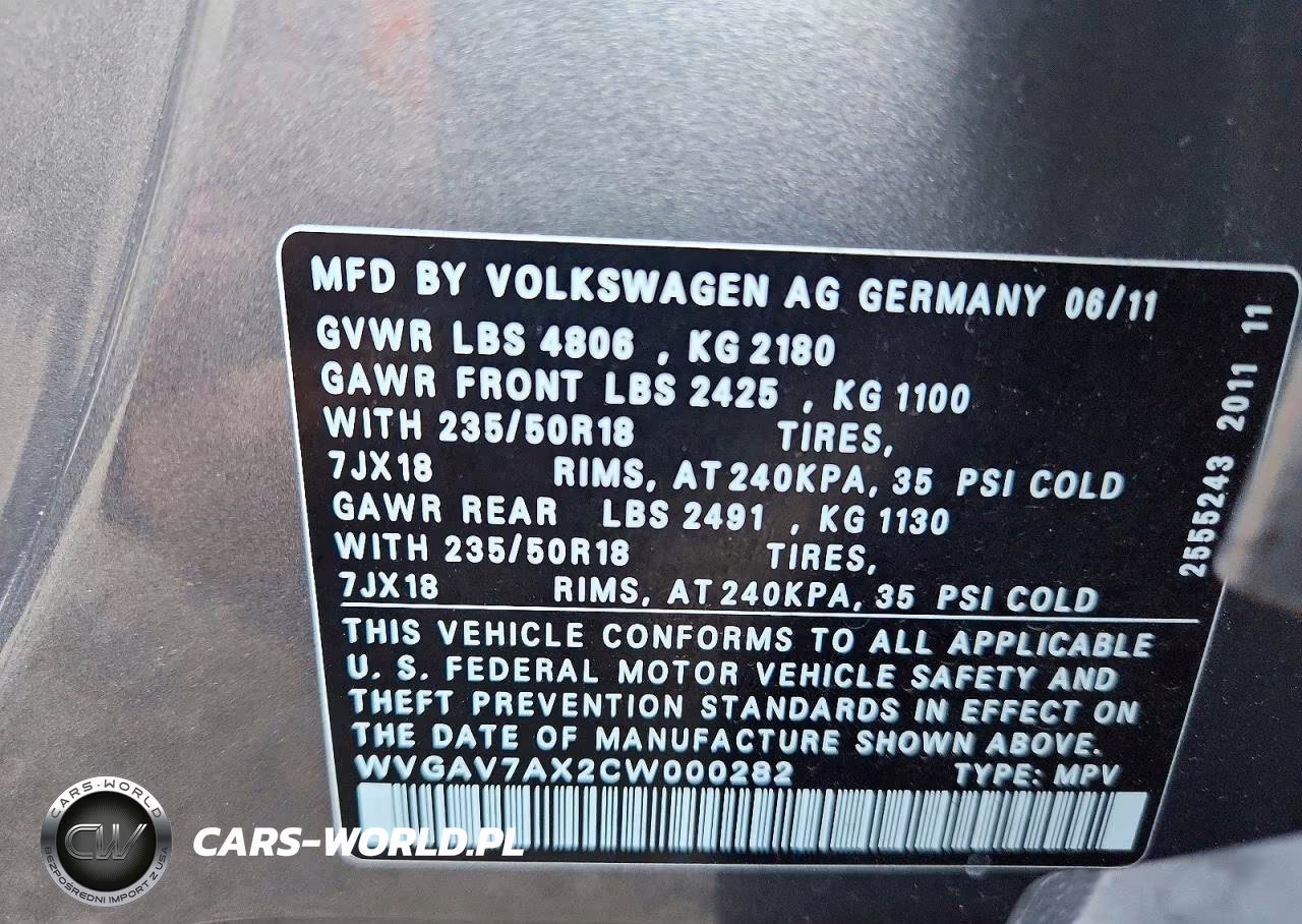 2012 Volkswagen Tiguan S VIN:WVGAV7AX2CW000282 - 13