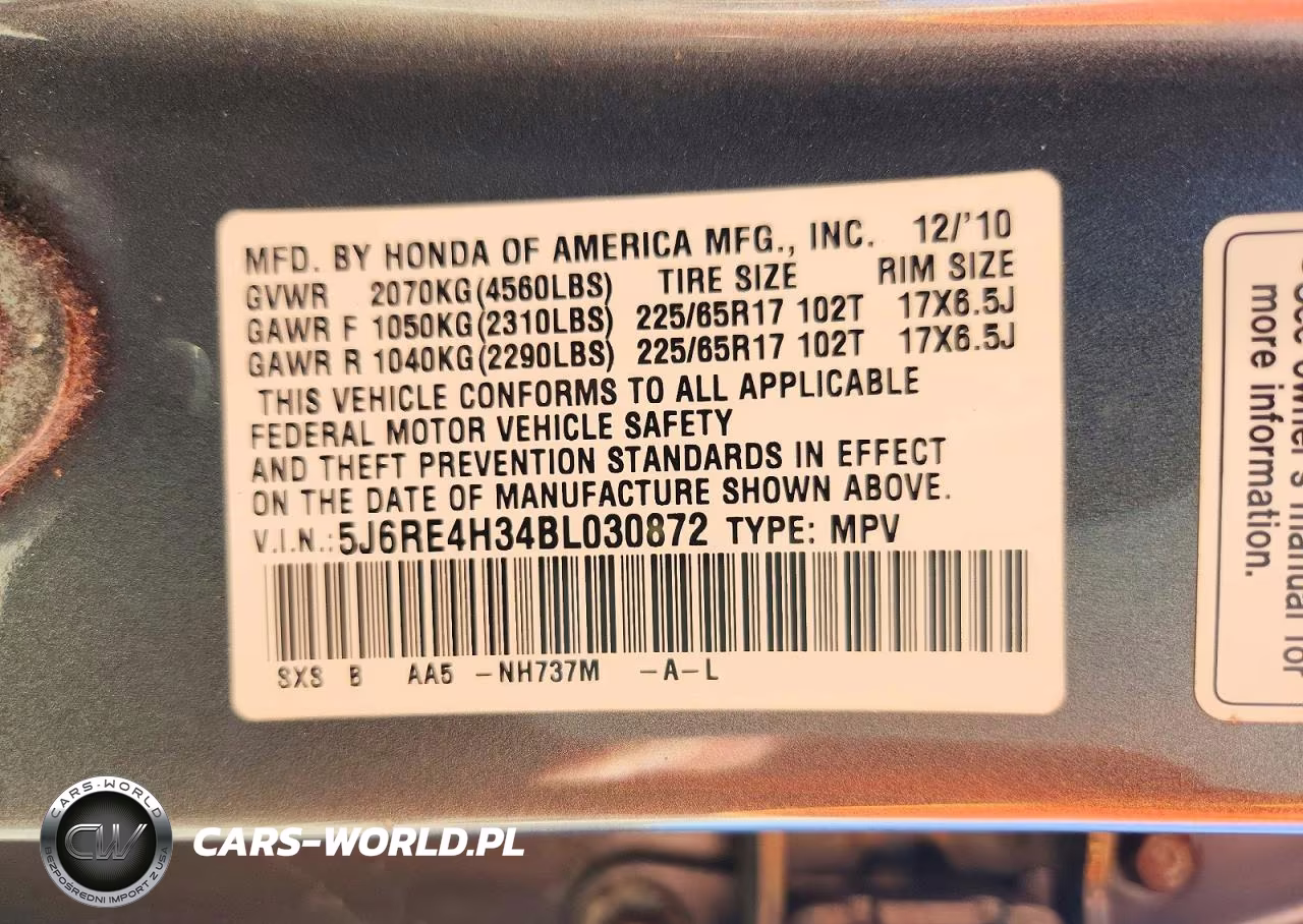 2011 Honda Cr-V Lx VIN:5J6RE4H34BL030872 - 13