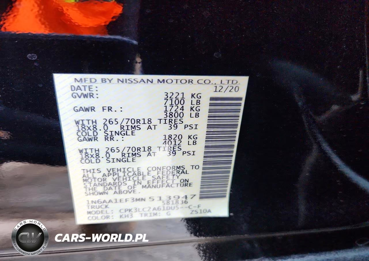 2021 Nissan Titan Sv VIN:1N6AA1EF3MN513947 - 12