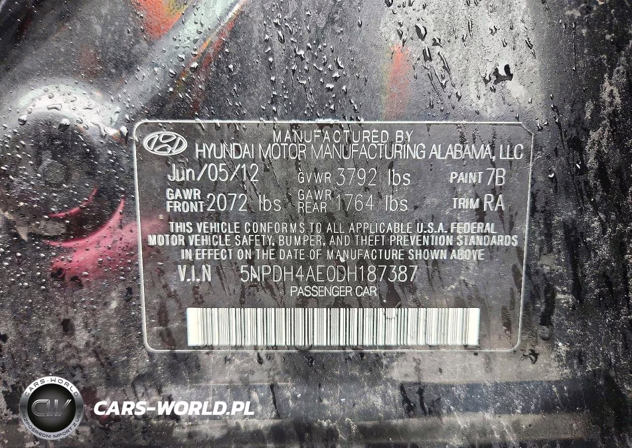 2013 Hyundai Elantra Gls VIN:5NPDH4AE0DH187387 - 12