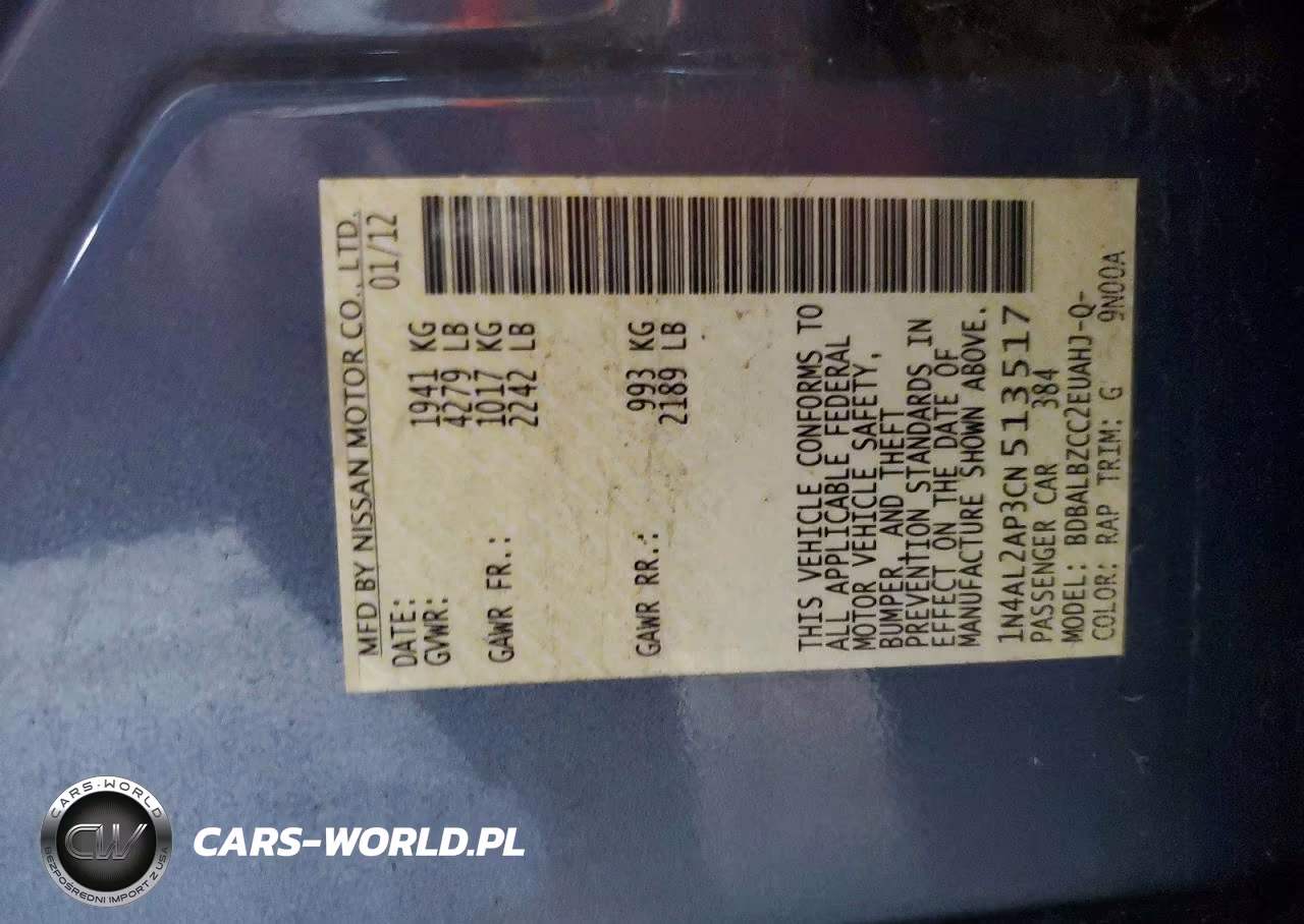 2012 Nissan Altima 2.5 VIN:1N4AL2AP3CN513517 - 13