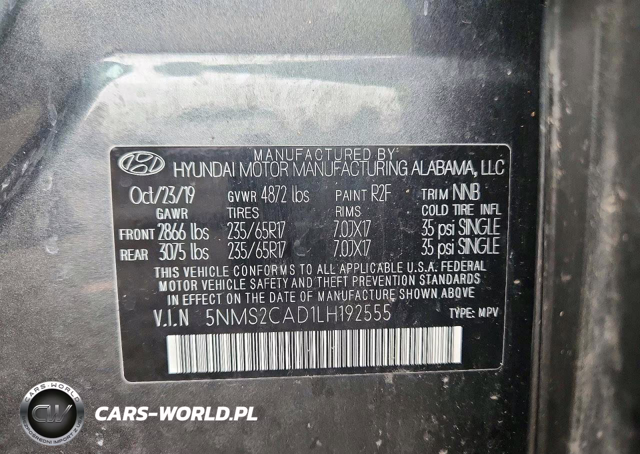 2020 Hyundai Santa Fe Se VIN:5NMS2CAD1LH192555 - 13