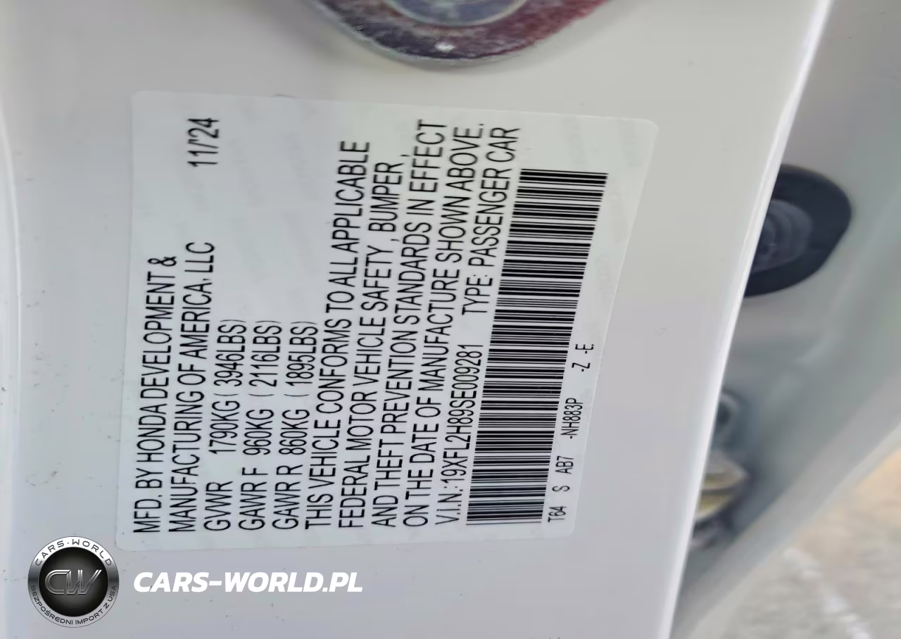 2025 Honda Civic Sport VIN:19XFL2H89SE009281 - 12