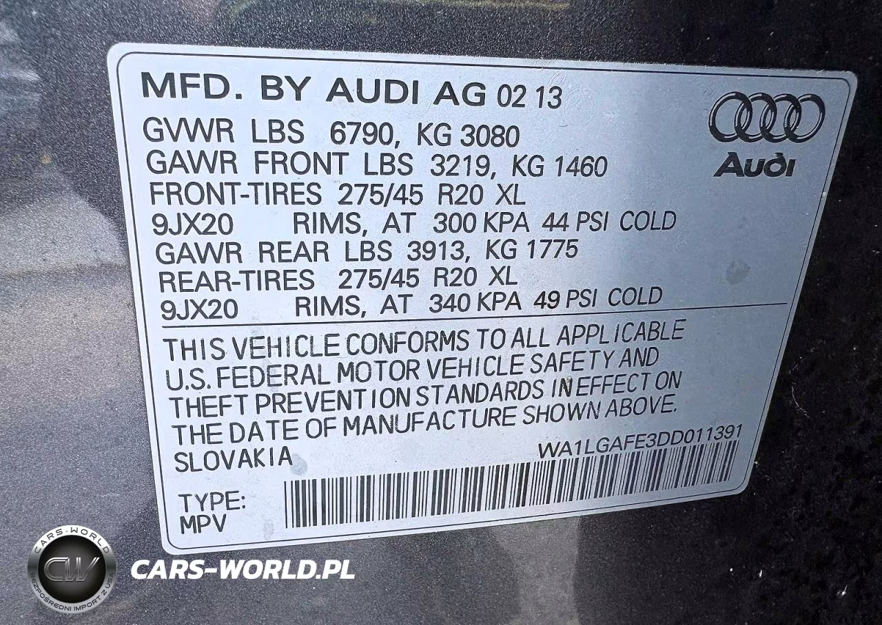 2013 Audi Q7 Premium Plus VIN:WA1LGAFE3DD011391 - 10