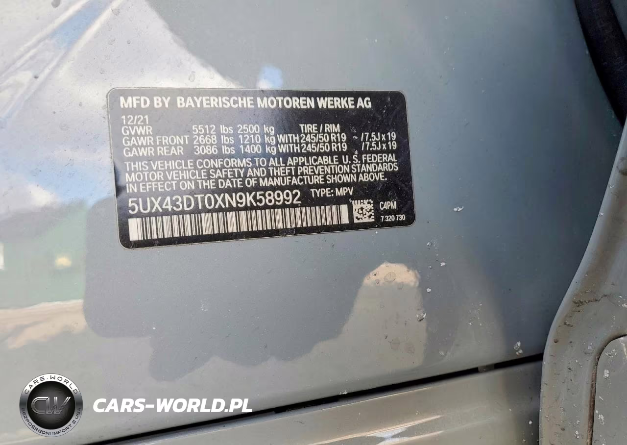 2022 BMW X4 M40I VIN:5UX43DT0XN9K58992 - 13