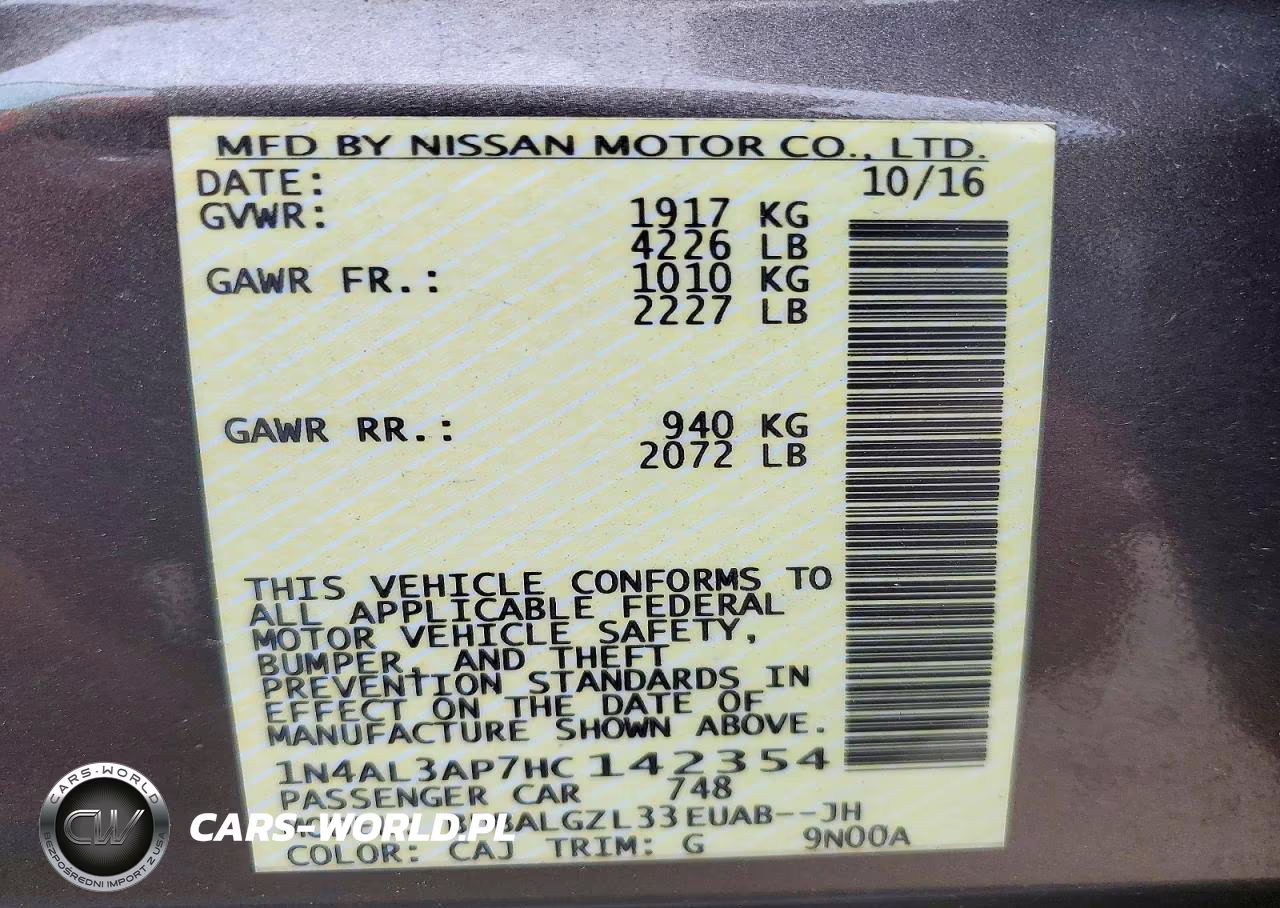 2017 Nissan Altima 2.5 VIN:1N4AL3AP7HC142354 - 13