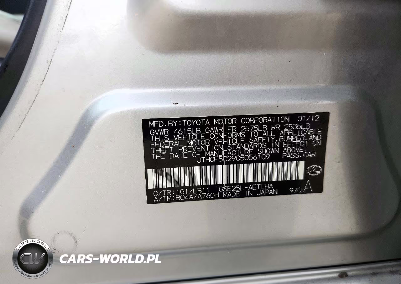 2012 Lexus Is 250 VIN:JTHCF5C29C5056109 - 12