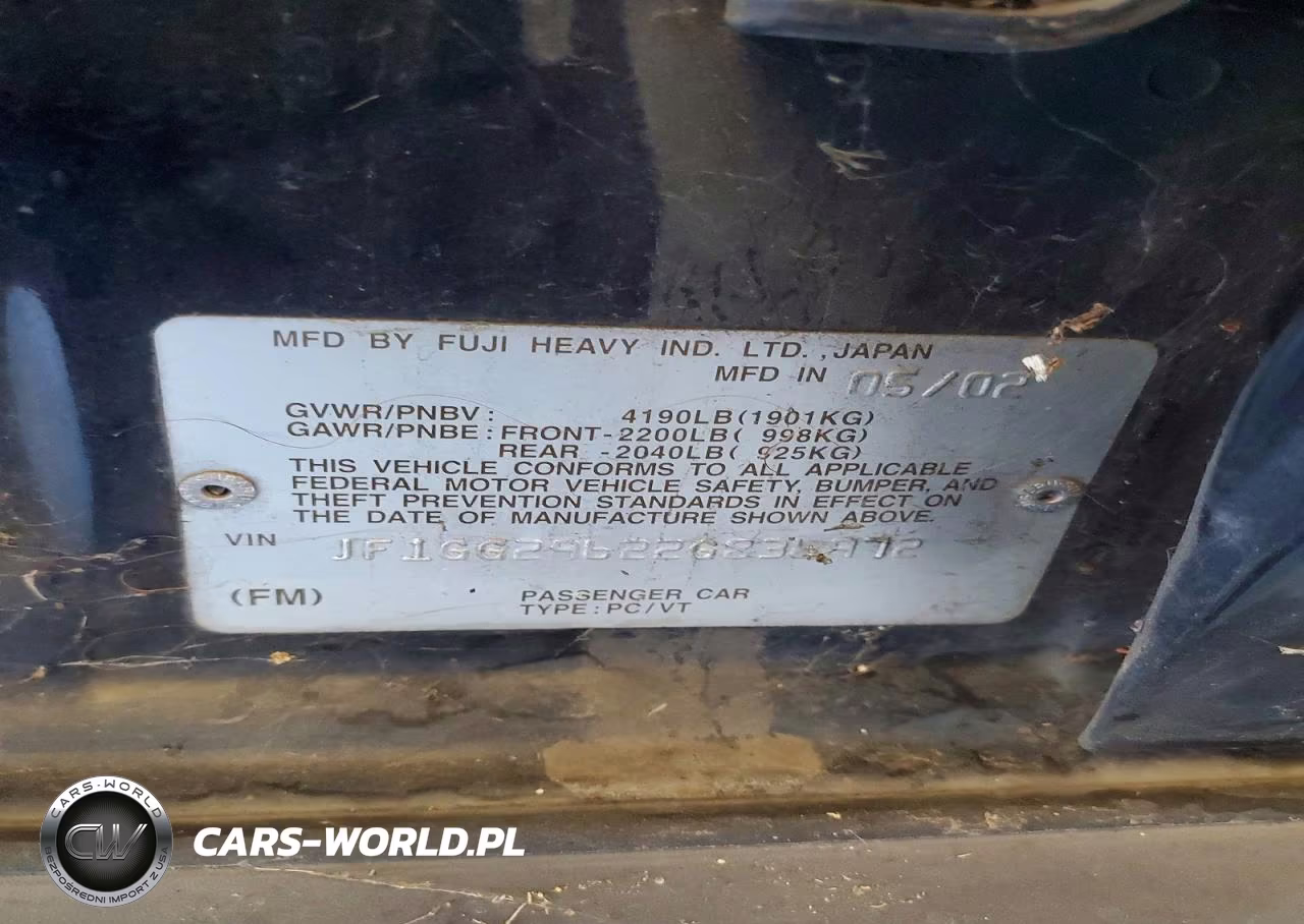 2002 Subaru Impreza Wrx VIN:JF1GG29622G836972 - 12