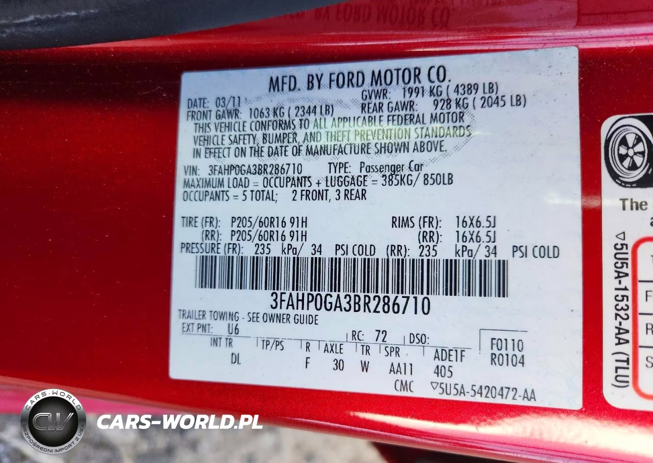 2011 Ford Fusion S VIN:3FAHP0GA3BR286710 - 12