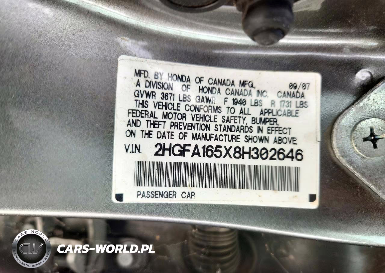 2008 Honda Civic Lx VIN:2HGFA165X8H302646 - 12
