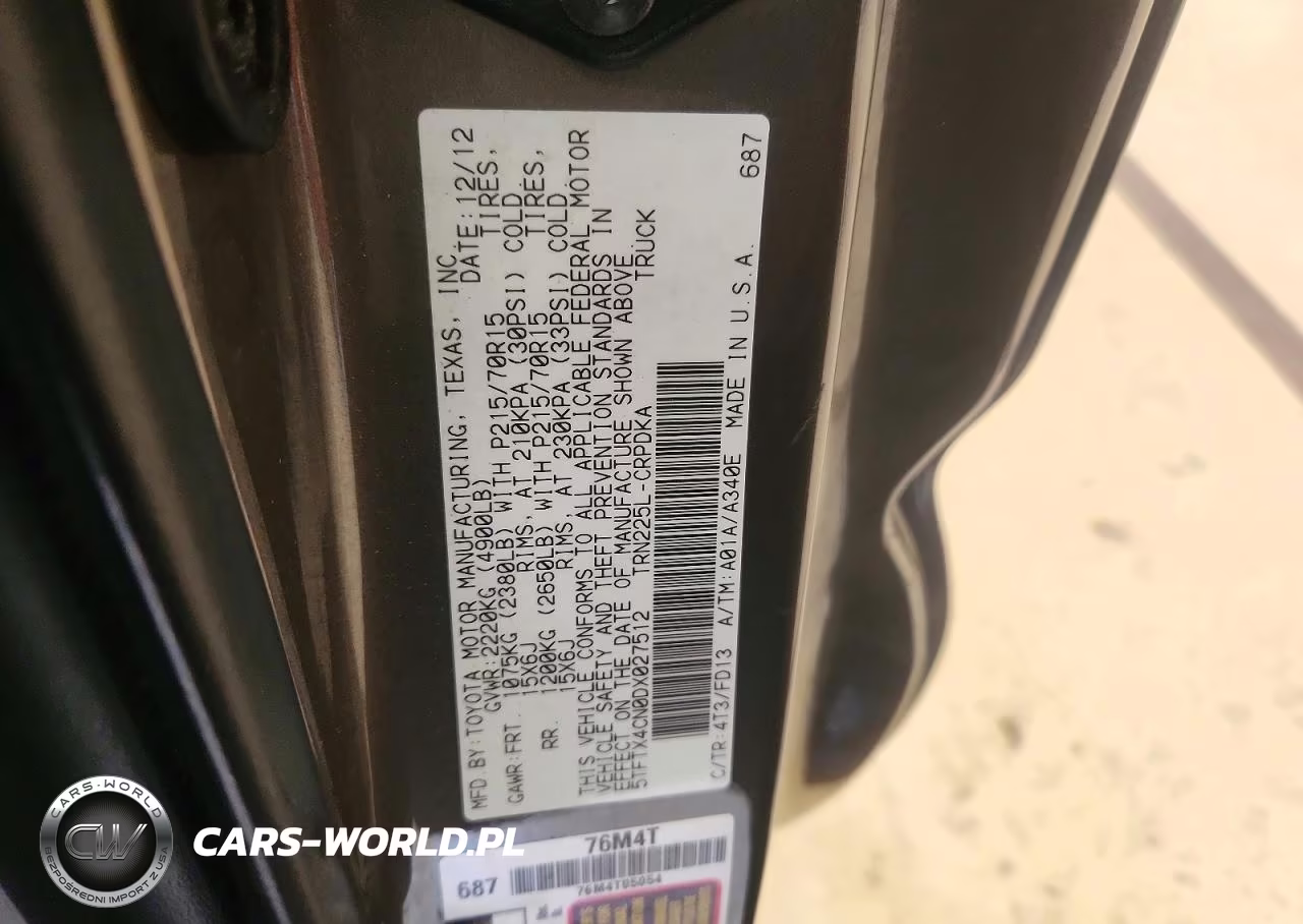 2013 Toyota Tacoma Base VIN:5TFTX4CN0DX027512 - 12