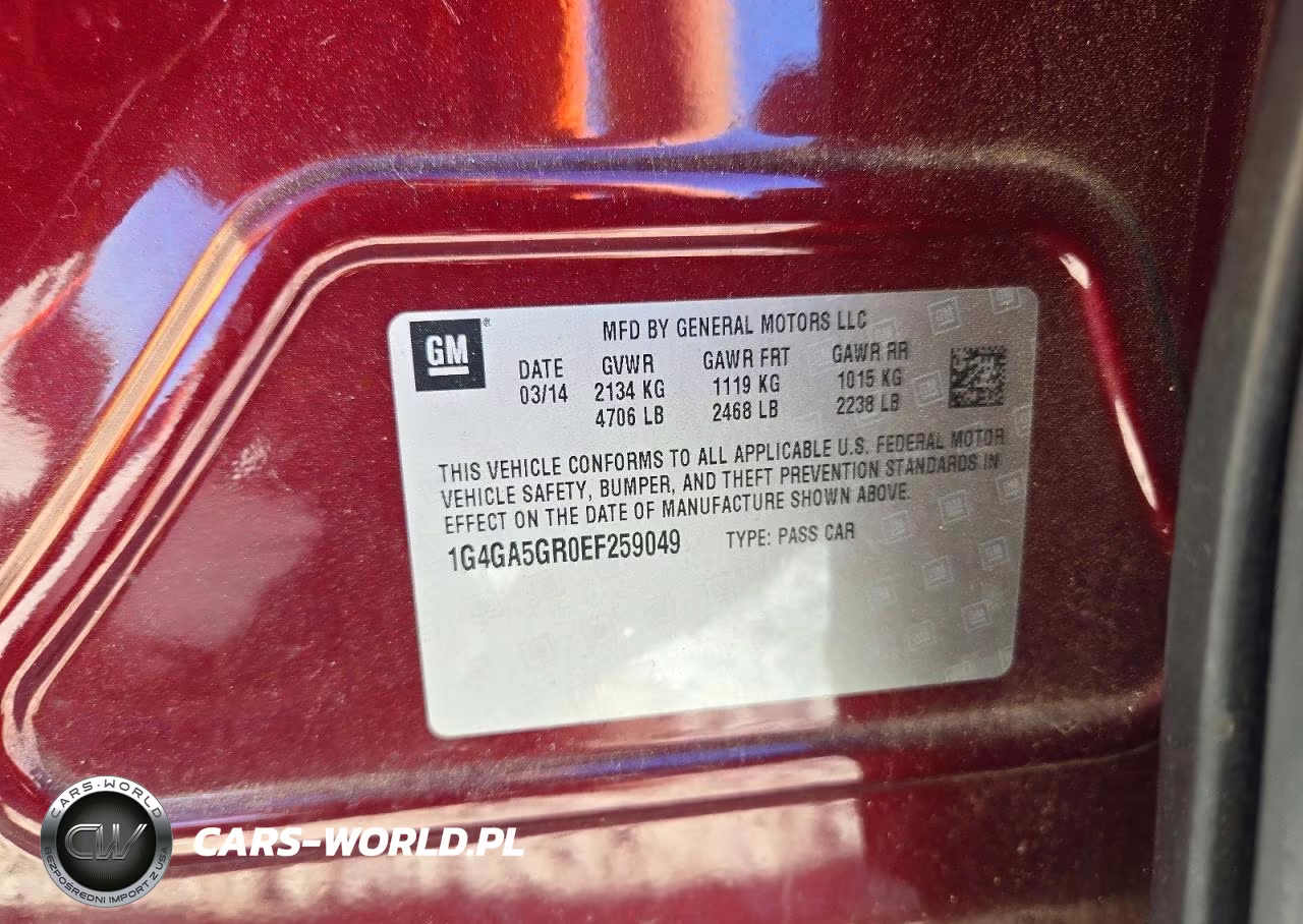 2014 Buick Lacrosse VIN:1G4GA5GR0EF259049 - 12