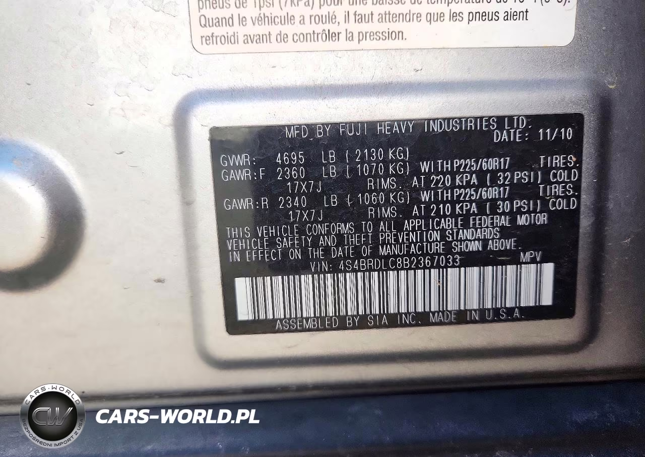 2011 Subaru Outback 3.6R Limited VIN:4S4BRDLC8B2367033 - 12