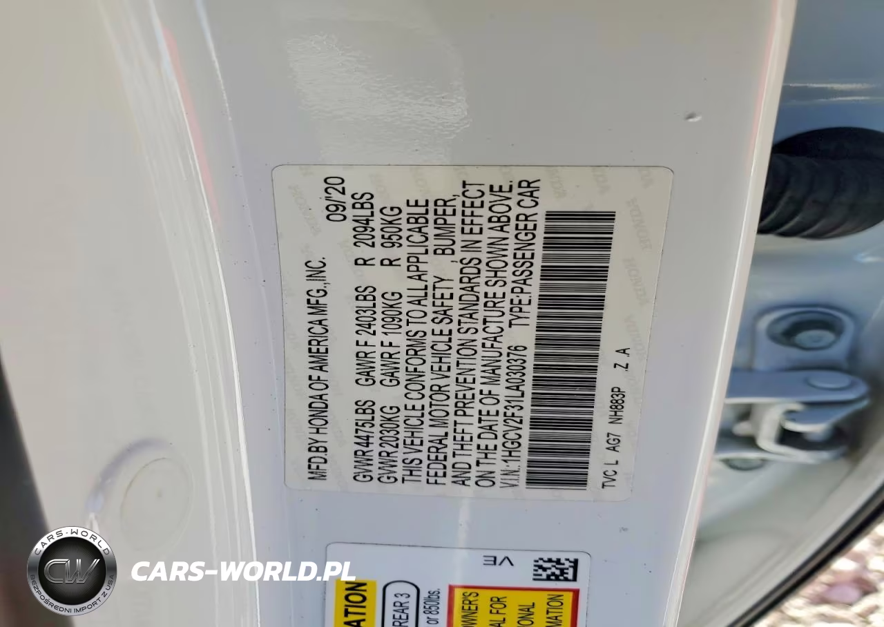 2020 Honda Accord Sport VIN:1HGCV2F31LA030376 - 12