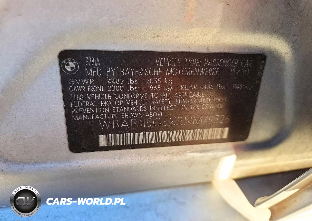 2011 BMW 328 I Sulev VIN:WBAPH5G5XBNM79326 - 12