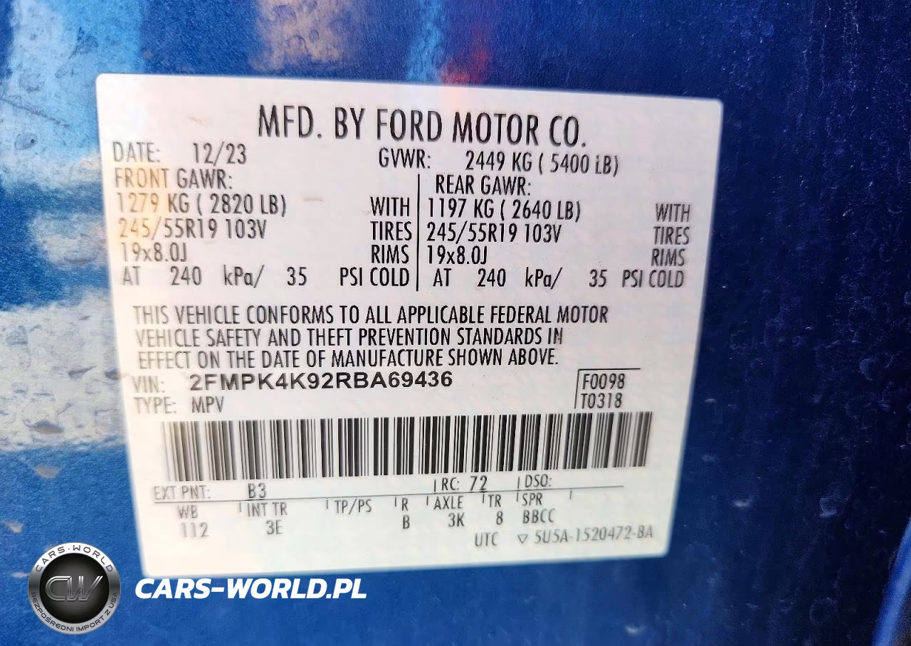 2024 Ford Edge Titanium VIN:2FMPK4K92RBA69436 - 14