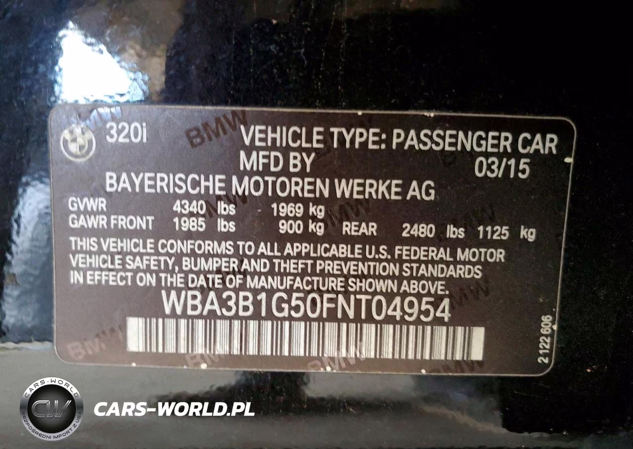 2015 BMW 320 I VIN:WBA3B1G50FNT04954 - 12