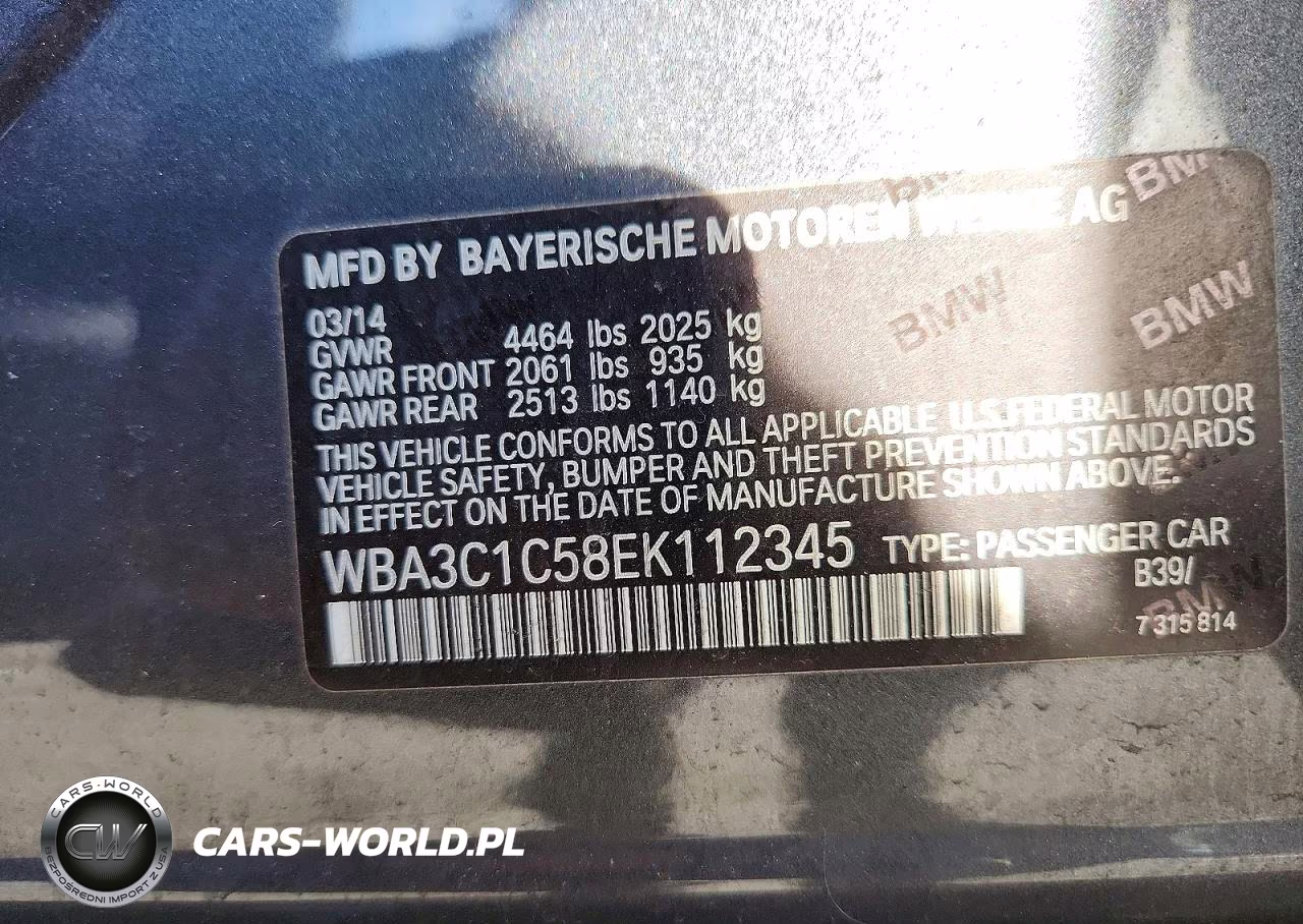 2014 BMW 328 I Sulev VIN:WBA3C1C58EK112345 - 12