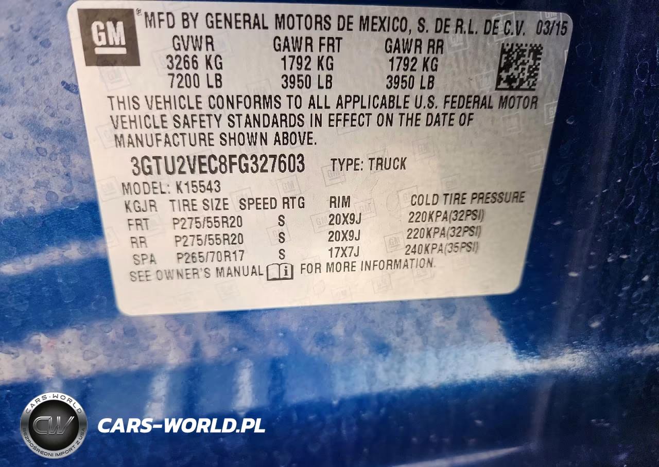 2015 GMC Sierra K1500 Slt VIN:3GTU2VEC8FG327603 - 12