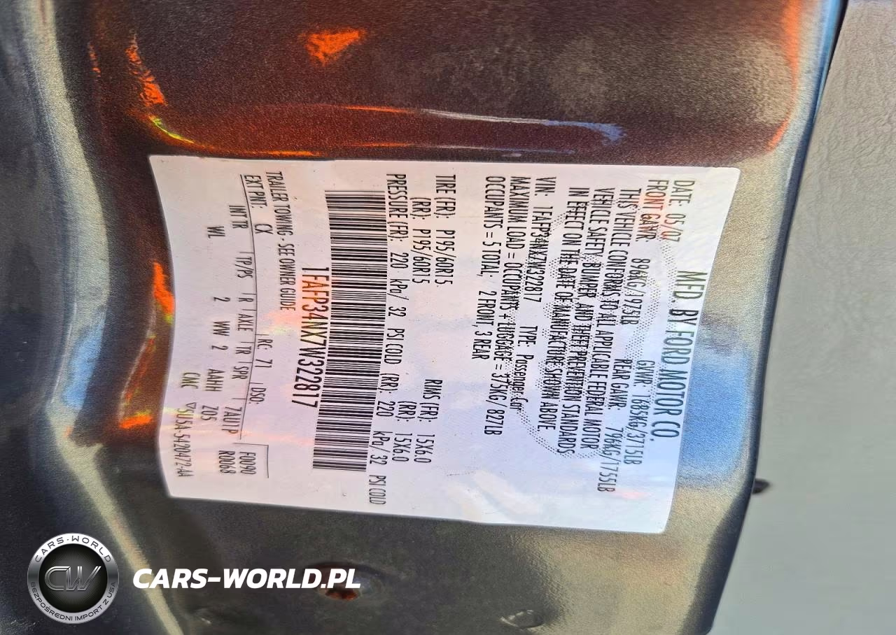 2007 Ford Focus Zx4 VIN:1FAFP34NX7W322817 - 12
