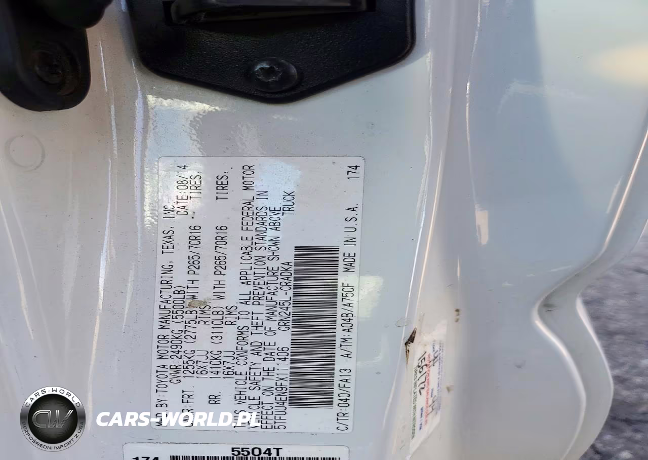 2015 Toyota Tacoma V6 VIN:5TFUU4EN9FX111406 - 12