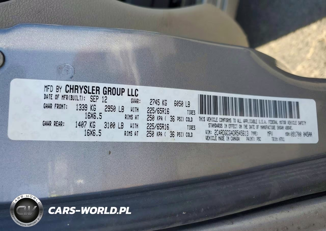 2013 Dodge Grand Caravan Sxt VIN:2C4RDGCG4DR545613 - 13