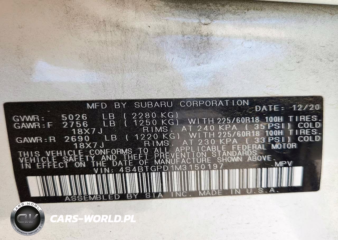 2021 Subaru Outback Touring VIN:4S4BTGPD1M3150197 - 12