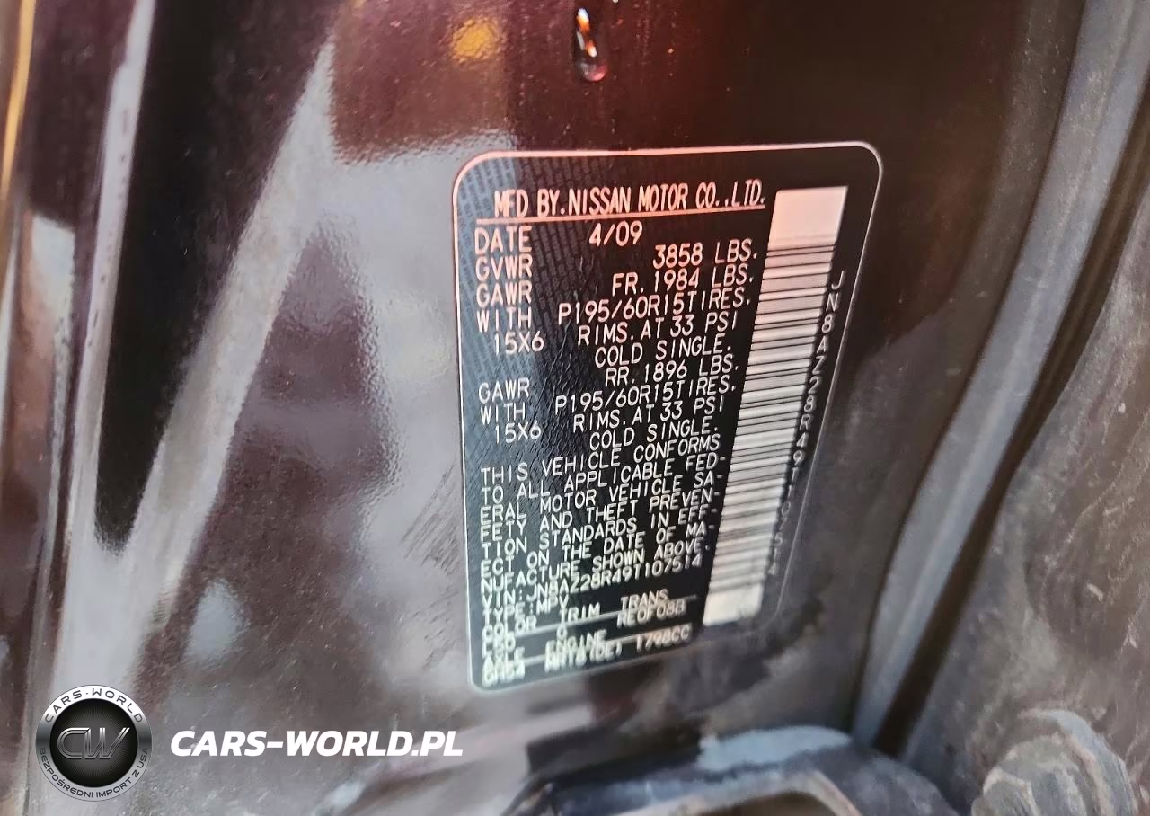 2009 Nissan Cube 1.8 VIN:JN8AZ28R49T107514 - 13