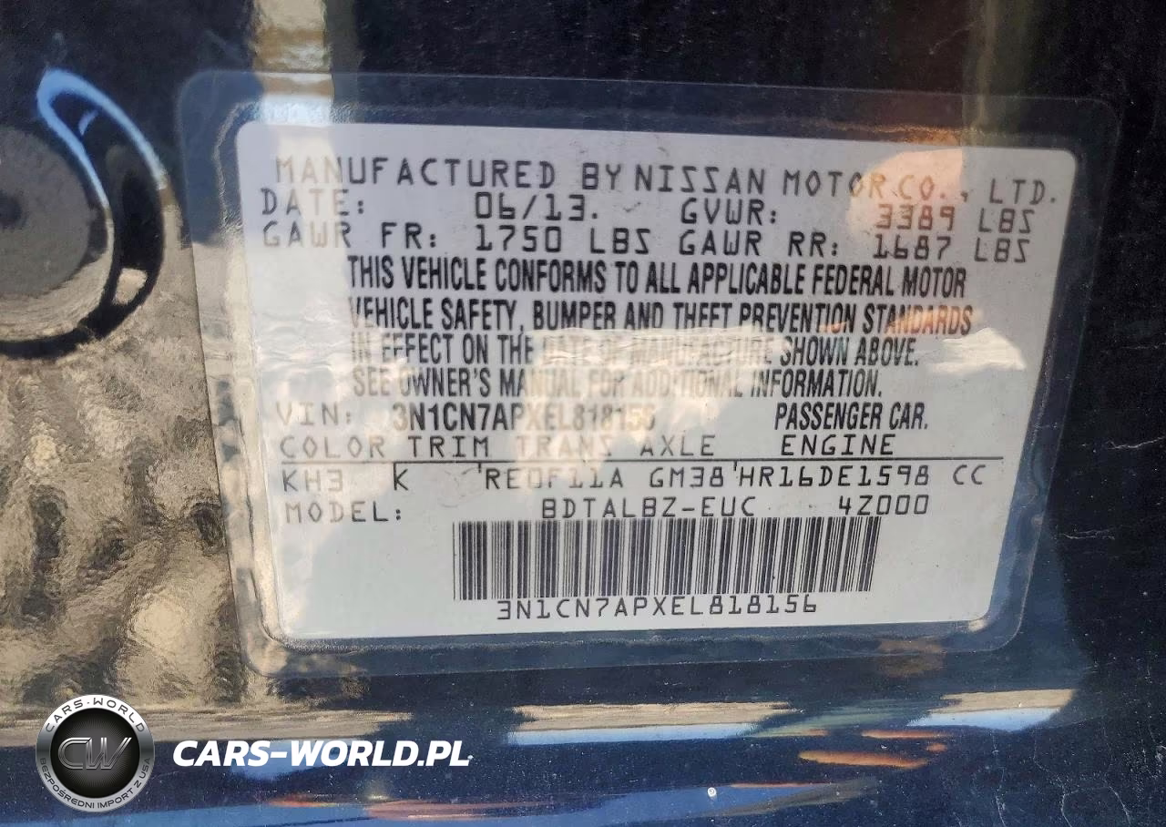 2014 Nissan Versa 1.6 Sv VIN:3N1CN7APXEL818156 - 13