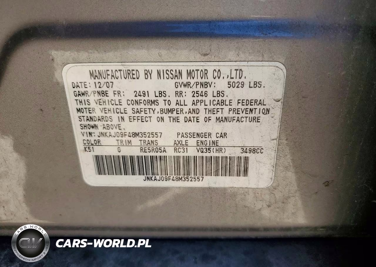 2008 Infiniti Ex35 Base VIN:JNKAJ09F48M352557 - 12