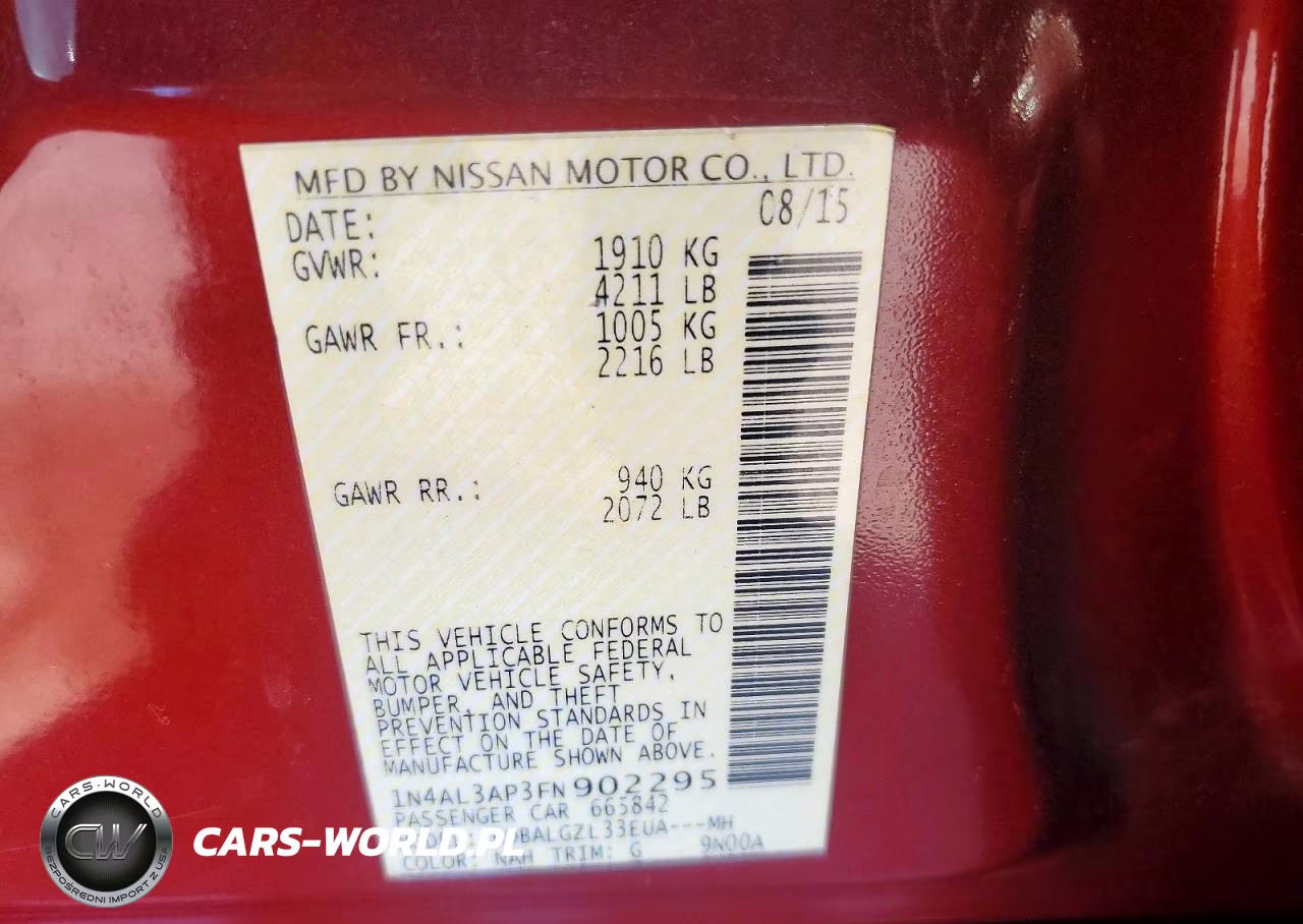 2015 Nissan Altima 2.5 S VIN:1N4AL3AP3FN902295 - 13