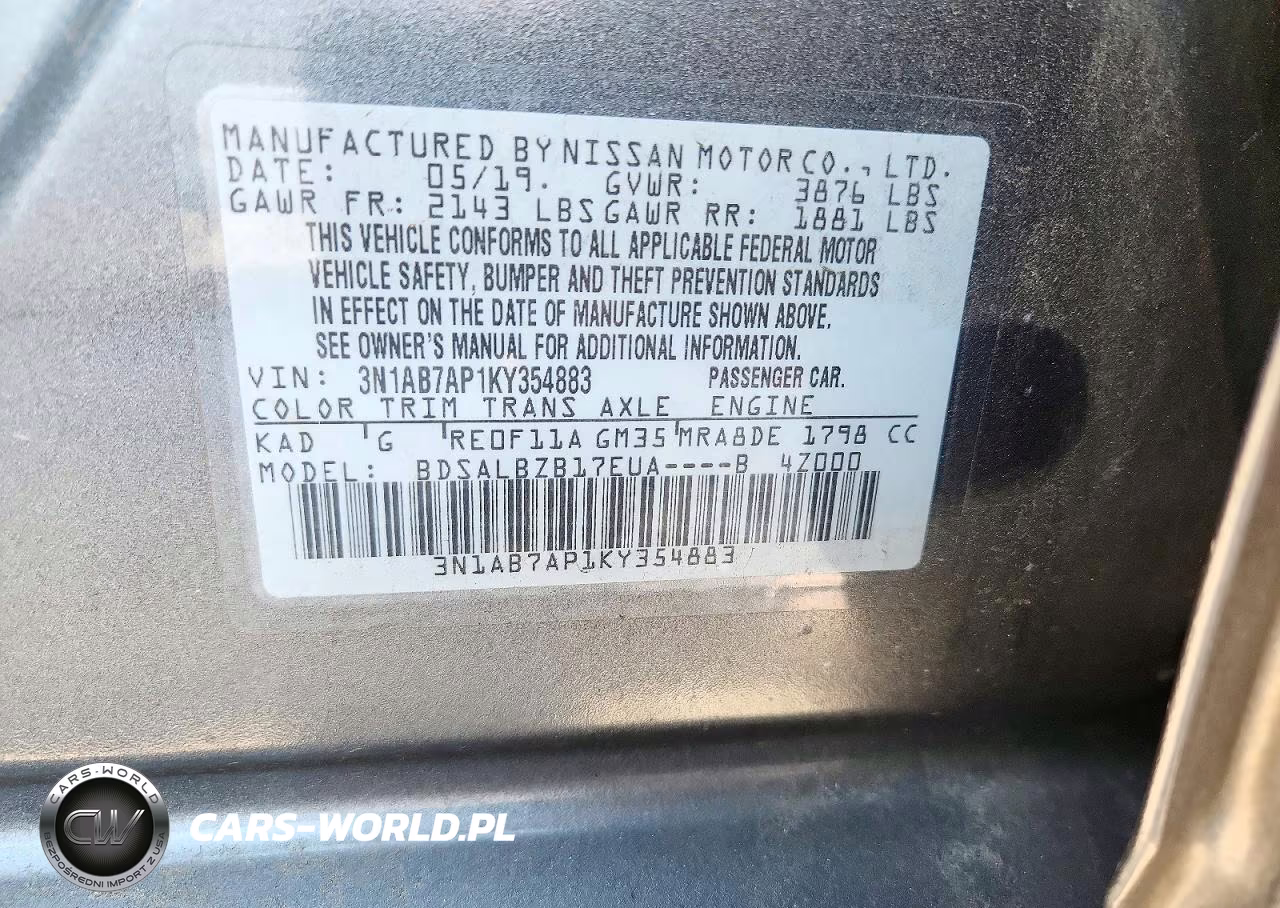 2019 Nissan Sentra S VIN:3N1AB7AP1KY354883 - 12