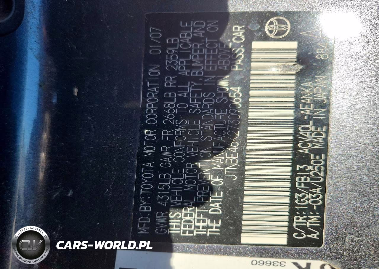 2007 Toyota Camry Le VIN:JTNBE46K273090654 - 12