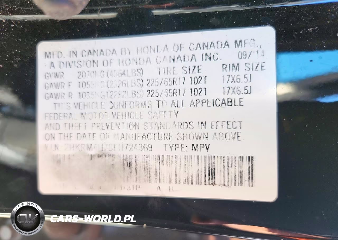 2014 Honda Cr-V Exl VIN:2HKRM4H78EH724369 - 14